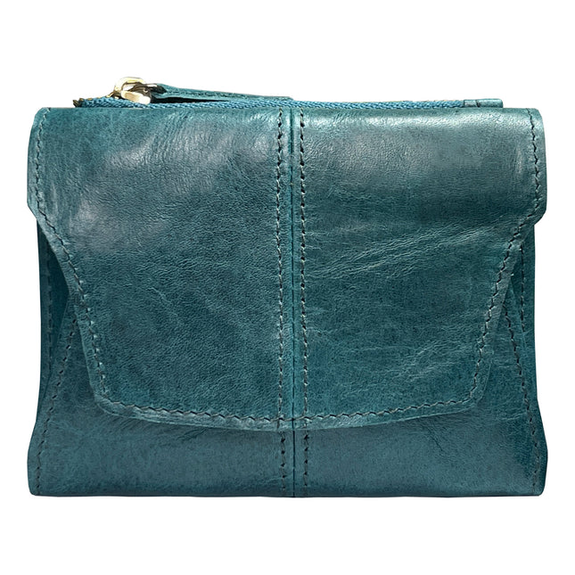 Blue Genuine Leather Women's Wallet -C Multifunctional Coin & Card Holder, Fashionable Card Box in Top-Grade Cowhide.