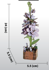 DIY 3D Wooden Violet Flower Puzzle - 60-Piece Kids' Craft Kit.