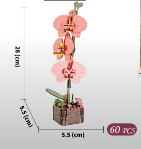 DIY 3D Wooden Butterfly Orchid Puzzle - 60-Piece Kids' Craft Toy.