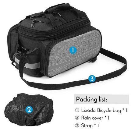 Insulated Bike Rear Rack Bag - Waterproof Storage Bag with Soft PE Padding for Cycling.