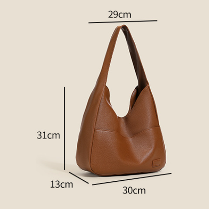 Black Retro PU Leather Tote Bag for Women - Casual Single Shoulder Crossbody Bag.