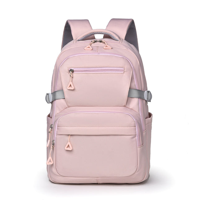 Pink Trendy Korean-Style Large-Capacity Backpack for Women - 14" Laptop Travel Bag.