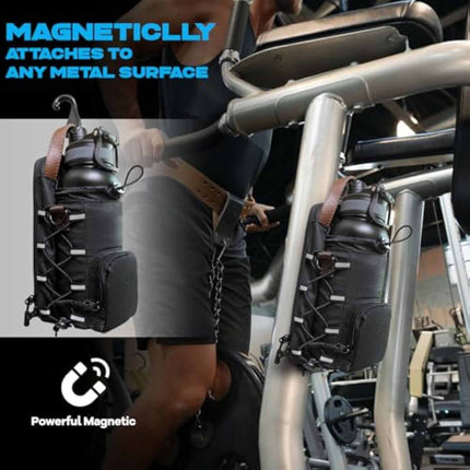 Waterproof Fitness Water Bottle Holder Bag with Adjustable Strap - Black Gym Crossbody.