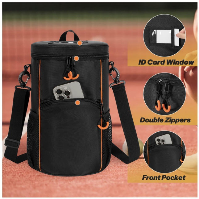 Versatile Tennis Baseball Lacrosse Bag with Multiple Pockets - Portable Black Design.