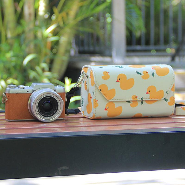 Yellow Duck PU Leather Camera Bag for Fujifilm X Canon G Olympus PEN - Compact Vintage Design.