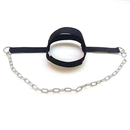 Adjustable Neck Harness with Chain for Strength Training and Rehabilitation.