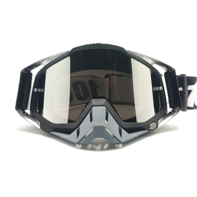 Grey Frame With Mercury Flakes Motocross Goggles - Durable Off-Road Motorcycle Riding Eye Protection with Lens.