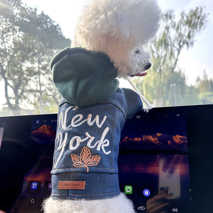 XL Around 16kg New York Roll Denim Chic Denim Pet Vest - Stylish Jean Jacket for Dogs & Cats - Spring, Summer & Autumn Fashion.