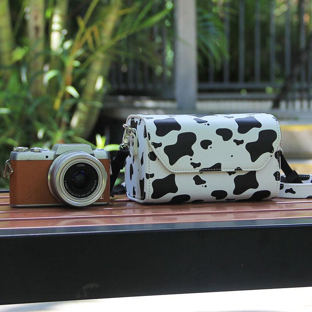 Milk Cow PU Leather Camera Bag for Fujifilm X Canon G Olympus PEN - Compact Vintage Design.