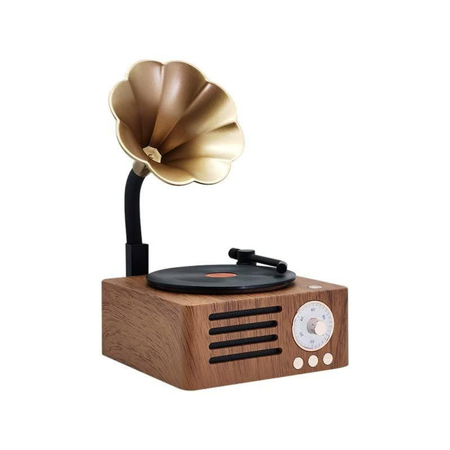 Vintage Gramophone Bluetooth Speaker - Retro Wireless Music Player with Classic Design.