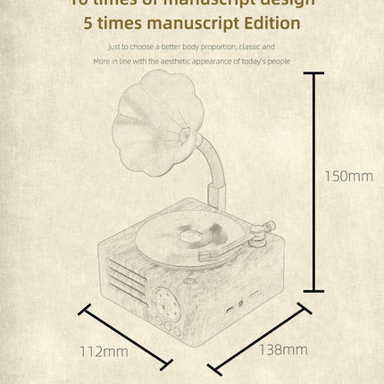 Vintage Gramophone Bluetooth Speaker - Retro Wireless Music Player with Classic Design.
