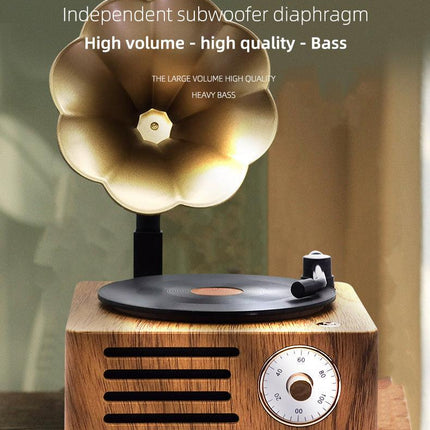 Vintage Gramophone Bluetooth Speaker - Retro Wireless Music Player with Classic Design.