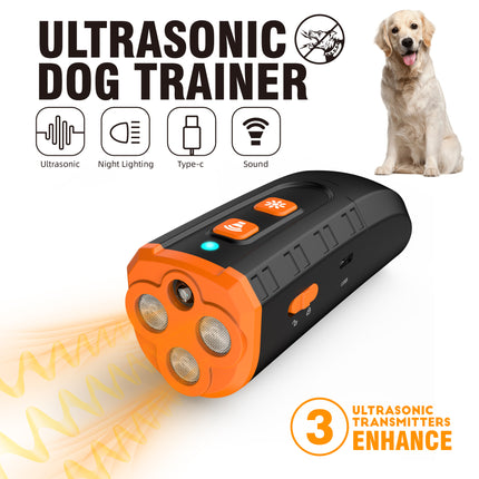 Portable 3-Core Ultrasonic Dog Repeller - High-Power Bark Control with Flash.