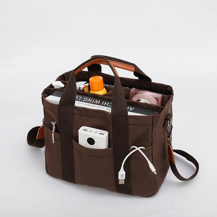 Coffee Stylish Multi-Functional Mommy Diaper Bag - Durable Canvas Tote.