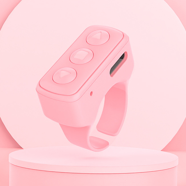 2-Piece Pink Bluetooth Video Controller - 3-Button Remote for TikTok and Page Scrolling.