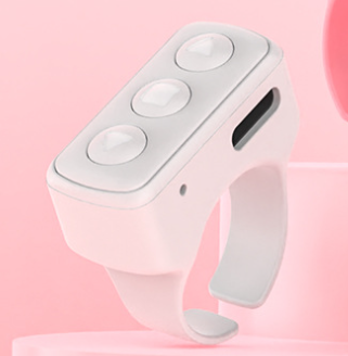 2-Piece White Bluetooth Video Controller - 3-Button Remote for TikTok and Page Scrolling.