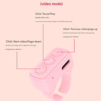 2-Piece White Bluetooth Video Controller - 3-Button Remote for TikTok and Page Scrolling.