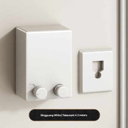 White Retractable Stainless Steel Clothesline - 4.2m Indoor and Outdoor Drying Solution.