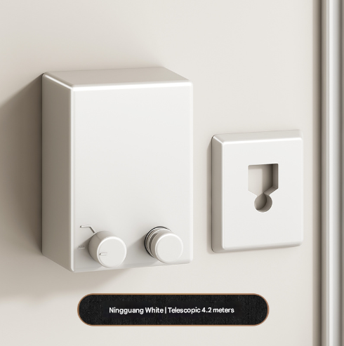 White Retractable Stainless Steel Clothesline - 4.2m Indoor and Outdoor Drying Solution.