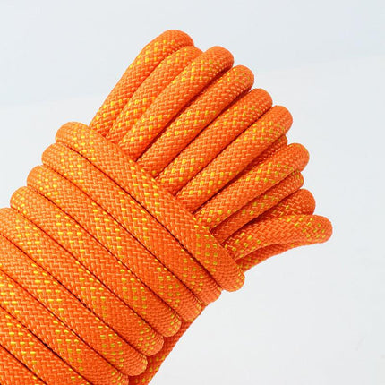 Orange 10mm Double Hook Climbing Rope Set - 20m Durable Outdoor Safety Rescue Cord.
