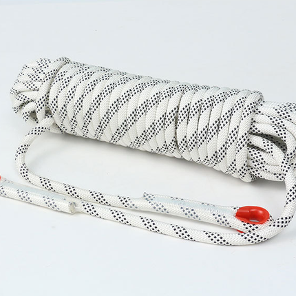 White 10mm Double Hook Climbing Rope Set - 15m Durable Outdoor Safety Rescue Cord.