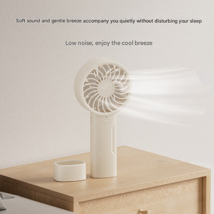White Mini Portable USB Rechargeable Fan - Quiet Cooling for Desk or Travel.