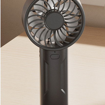 Black Mini Portable USB Rechargeable Fan - Quiet Cooling for Desk or Travel.