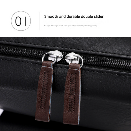 Dark Brown Large-Capacity PU Leather Backpack - Stylish Business & Travel Companion.