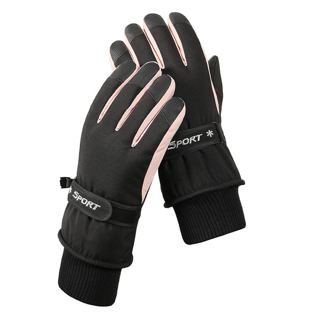 Women's Black Top-Rated Waterproof Touchscreen Ski Gloves - Fleece-Lined for Men & Women.