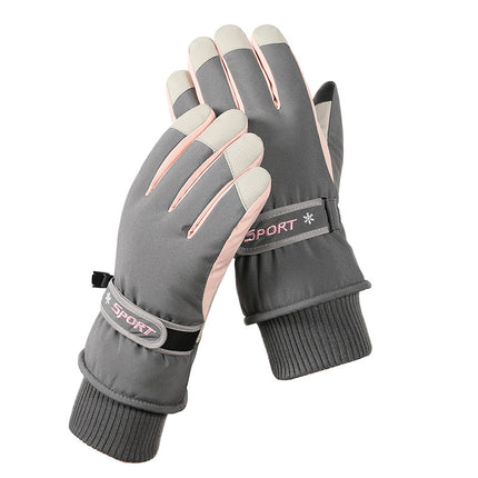 Women's Grey Top-Rated Waterproof Touchscreen Ski Gloves - Fleece-Lined for Men & Women.