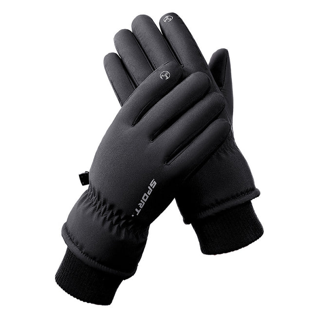 Men's Black Top-Rated Waterproof Touchscreen Ski Gloves - Fleece-Lined for Men & Women.