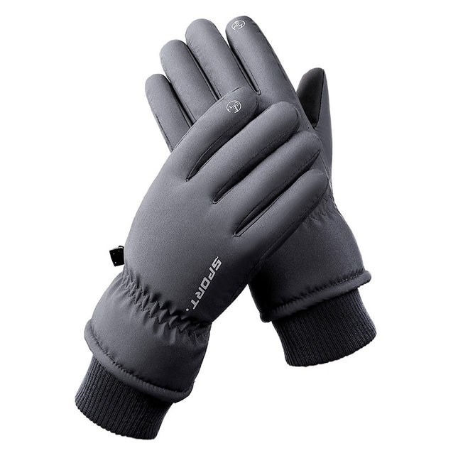 Men's Grey Top-Rated Waterproof Touchscreen Ski Gloves - Fleece-Lined for Men & Women.