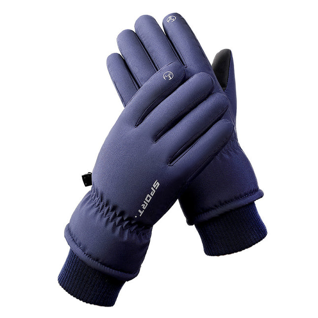 Men's Blue Top-Rated Waterproof Touchscreen Ski Gloves - Fleece-Lined for Men & Women.