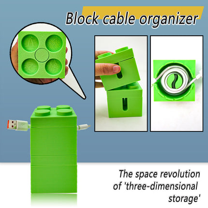 Playful Building Block Desk Cable Holder - Creative Cord Organizer Tidy, 2-Pack.