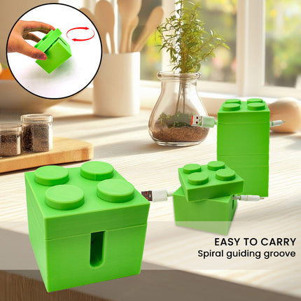 Playful Building Block Desk Cable Holder - Creative Cord Organizer Tidy, 2-Pack.