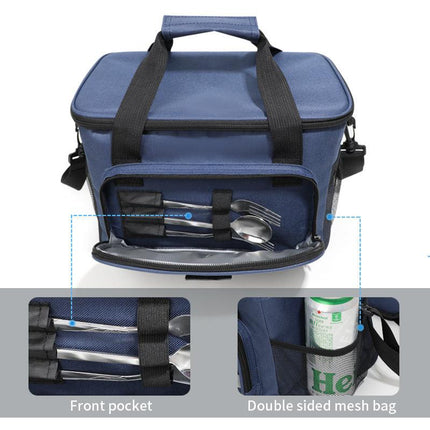 Black Versatile Large-Capacity Picnic Insulated Bag - Detachable Shoulder Strap & Ice Pack.