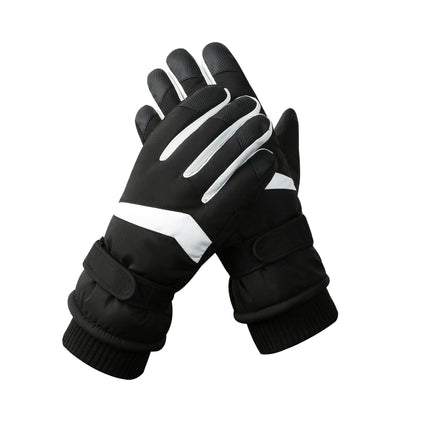 Men's Black-white Color Combination Top-Rated Waterproof Touchscreen Ski Gloves - Fleece-Lined for Men & Women.