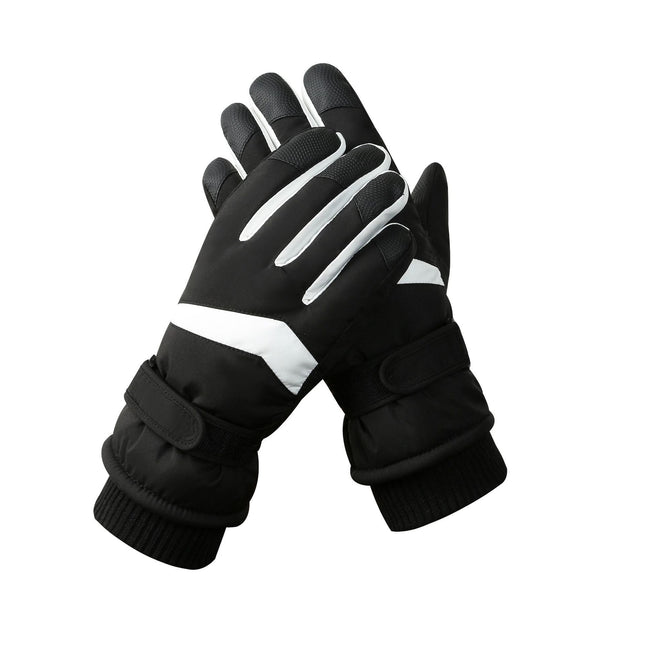 Men's Black-white Color Combination Top-Rated Waterproof Touchscreen Ski Gloves - Fleece-Lined for Men & Women.