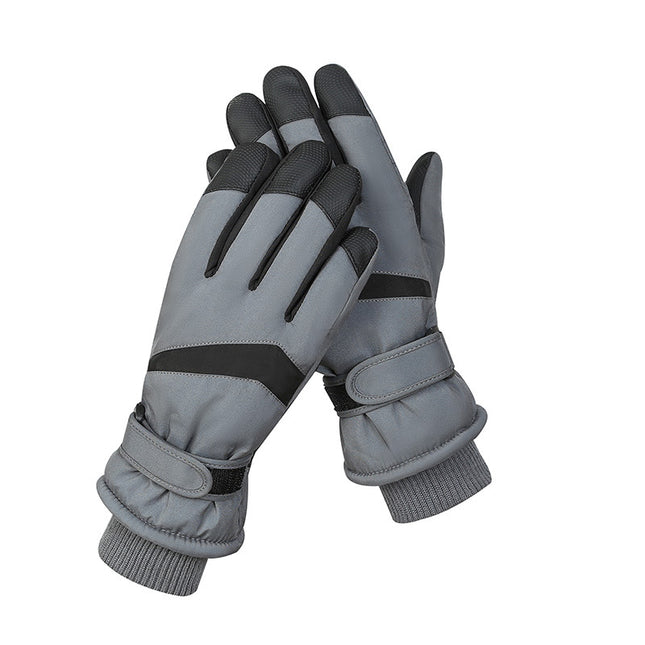 Men's Black-grey Color Combination Top-Rated Waterproof Touchscreen Ski Gloves - Fleece-Lined for Men & Women.