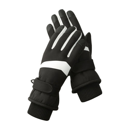 Women's Black-white Color Combination Top-Rated Waterproof Touchscreen Ski Gloves - Fleece-Lined for Men & Women.