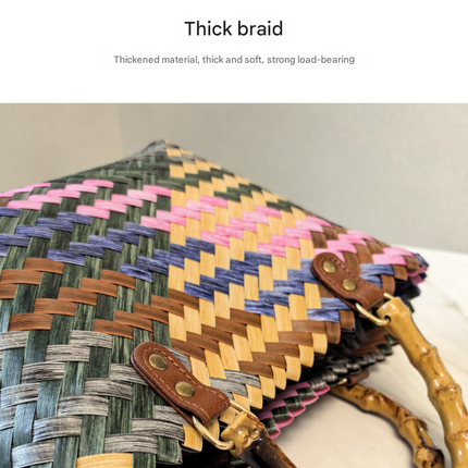 Red Balloon Dog Vintage Striped Dachshund Woven Tote Bag - Stylish Hand-Carry Beach Bag for Women.