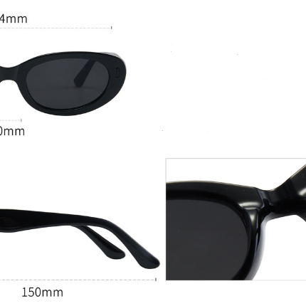 2PCS Pink Blue Retro Oval Cat-Eye Sunglasses - Chic Influencer-Style Shades.