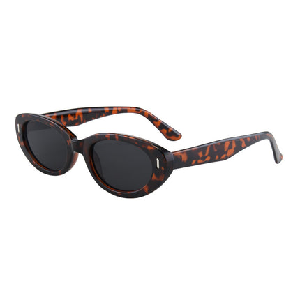 2PCS Leopard Gray Retro Oval Cat-Eye Sunglasses - Chic Influencer-Style Shades.