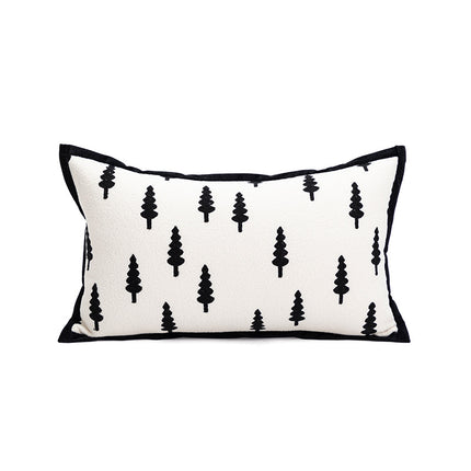 Trees Triangle Elegant Two-Piece INS-Style Jacquard Pillow Covers - Black & White Sofa Decor.