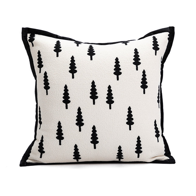 45*45cm Trees Triangle Elegant Two-Piece INS-Style Jacquard Pillow Covers - Black & White Sofa Decor.