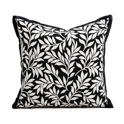 45*45cm Leaves Triangle Elegant Two-Piece INS-Style Jacquard Pillow Covers - Black & White Sofa Decor.