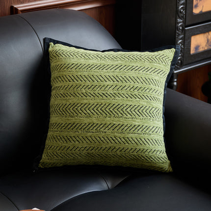 Green 45*45cm 2PCS Luxe Thick Chenille Herringbone Pillow Cover - Solid Color Square Lumbar Pillow.