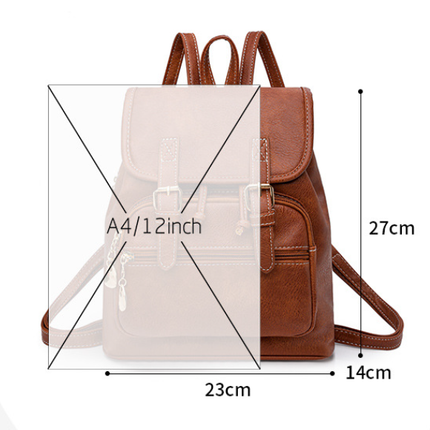 Black Stylish PU Leather Backpack for Women - Compact Travel Companion.