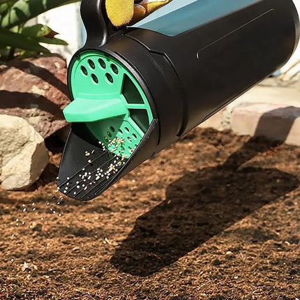 Green with Black Premium Garden Seeder - Versatile Seed and Salt Spreader.