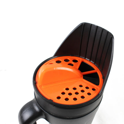 Orange with Black Premium Garden Seeder - Versatile Seed and Salt Spreader.